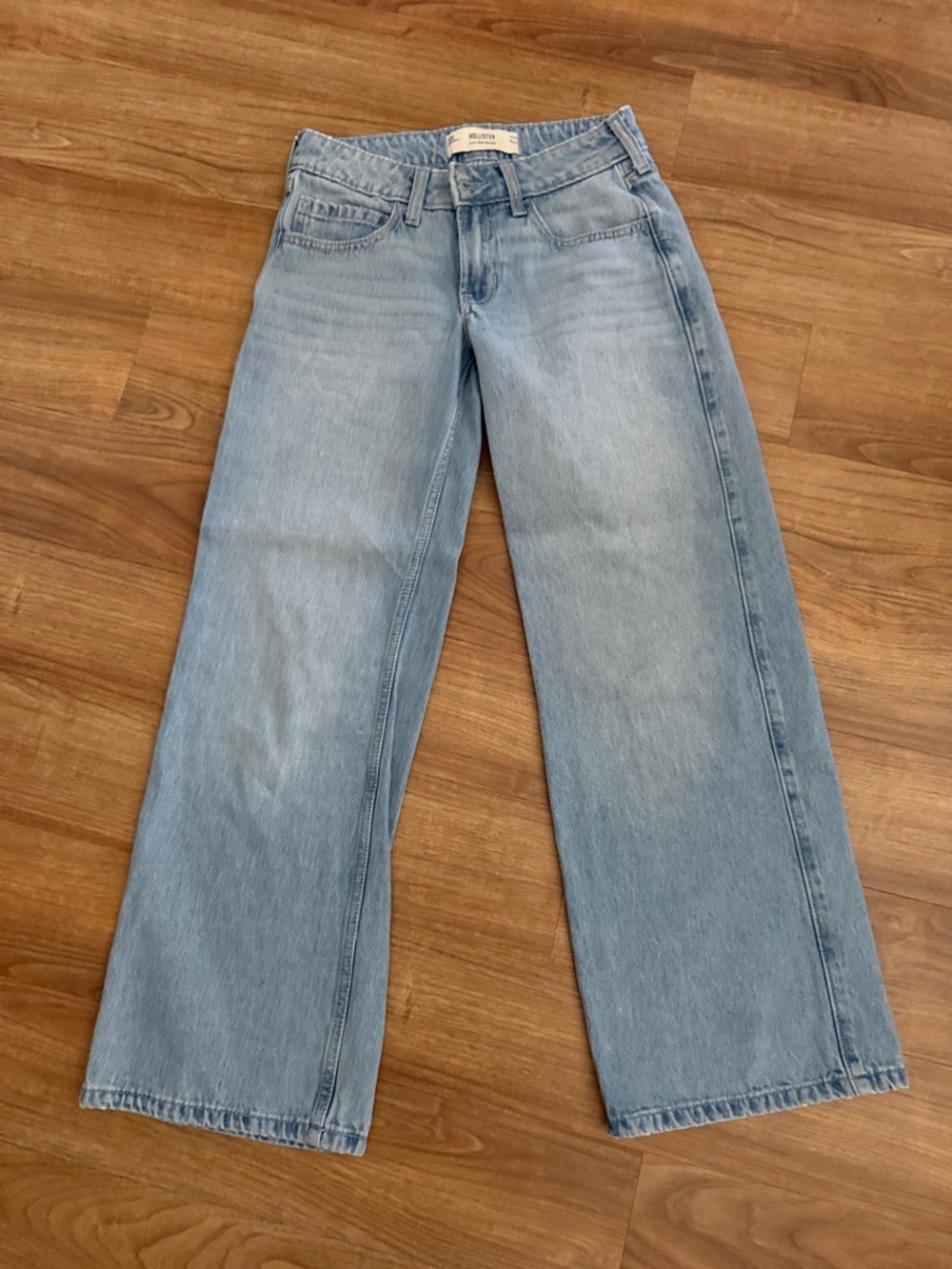 Hollister Light Blue low rise baggy short in length